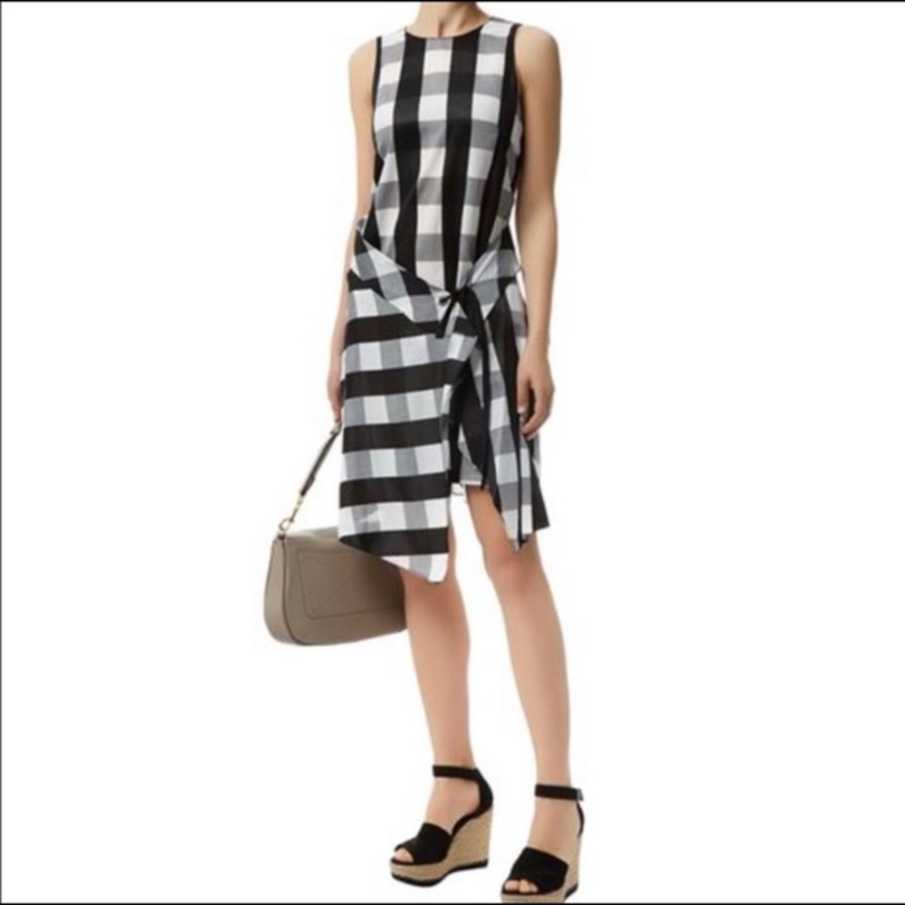 Rag & bone Brighton Plaid Wrap Black and White Sleeveless Dress Sz Medium